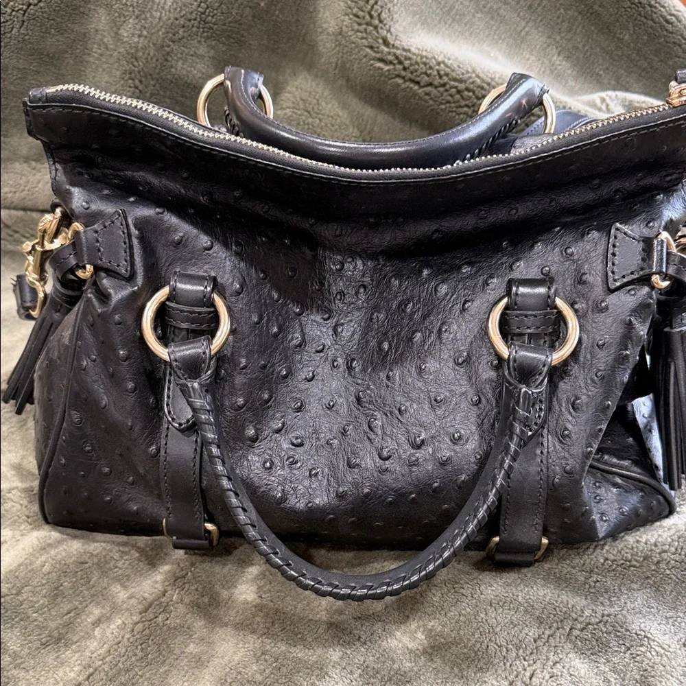 Dooney & Bourke Black Textured Ostrich Satchel - Picture 4 of 6